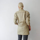 70s 80s luxurious cream leather jacket. ivory leather jacket. long leather jacket. women leather jacket - medium