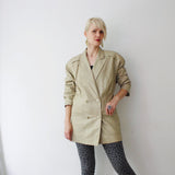 70s 80s luxurious cream leather jacket. ivory leather jacket. long leather jacket. women leather jacket - medium