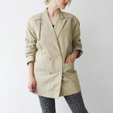 70s 80s luxurious cream leather jacket. ivory leather jacket. long leather jacket. women leather jacket - medium