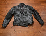 vintage 80s leather motorcycle jacket SHAF zip out thinsulate lining lace side vent action back 1980 men women unisex vintage L/XL 46