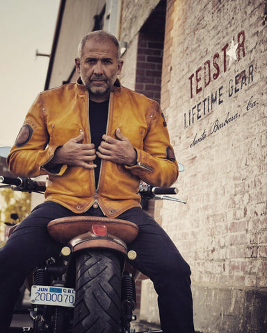 Motorcycle style men's leather jacket.