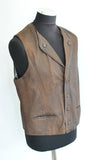 Vintage MEN'S LEATHER VEST , charming folk leather vest