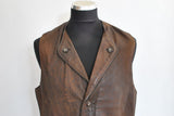 Vintage MEN'S LEATHER VEST , charming folk leather vest