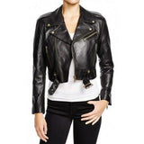 Women's & Girls 100% Real soft Lambskin Leather Cropped Motor Biker Jacket Slim-fit,Long Sleeves, Beautiful Look
