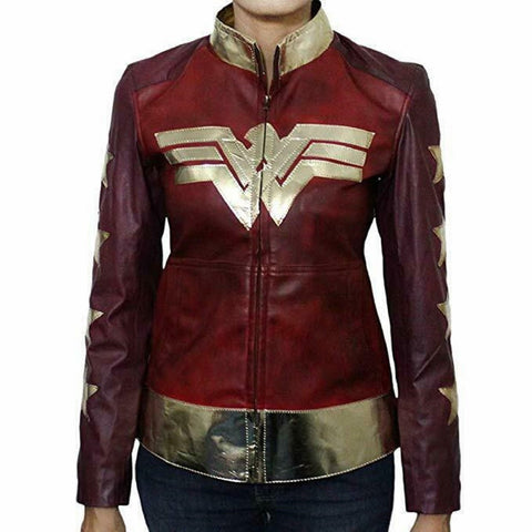 Noora Wonder Woman New Stylish Ladies Halloween Costume Party Leather Jacket Avengers Movie Jacket SJ11