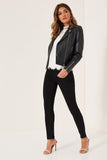 Women's & Girls 100% Genuine Soft Lambskin Leather New Design Cropped Motor Biker Jacket Slim Fit, Beautiful Look
