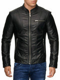 Men's & Boys 100% Genuine Soft Lambskin Leather Motorcycle Bike Jacket Slim-fit, Long Sleeves