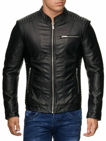 Men's & Boys 100% Genuine Soft Lambskin Leather Motorcycle Bike Jacket Slim-fit, Long Sleeves