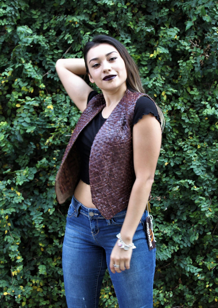 Vintage 1970s NWT Old Stock Jordache Leather Vest For Bohemian Girl Medium Women Hippie Chick