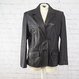 WOMEN'S LEATHER JACKET/Vintage Leather Jacket by Izod/ 90s Vintage Leather Jacket/ Vintage Leather Coat/ Black Leather Jacket