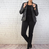 WOMEN'S LEATHER JACKET/Vintage Leather Jacket by Izod/ 90s Vintage Leather Jacket/ Vintage Leather Coat/ Black Leather Jacket