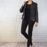 WOMEN'S LEATHER JACKET/Vintage Leather Jacket by Izod/ 90s Vintage Leather Jacket/ Vintage Leather Coat/ Black Leather Jacket