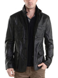 NOORA Men's Leather Jacket Distressed Black Genuine Lambskin Leather Coat Bomber Handmade Leather Jacket For Men SJ316