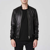 Men's & Boys 100% Real High Quality Lambskin Leather Motor Biker Bomber Jacket Slim-fit, Long Sleeves