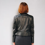 HADLEY Leather Biker Jacket, Genuine Sheep Leather Padding, Soft Leather Womens Leather Jacket, Motorcycle Real Leather Jacket