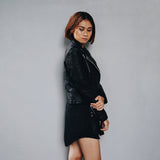 HADLEY Leather Biker Jacket, Genuine Sheep Leather Padding, Soft Leather Womens Leather Jacket, Motorcycle Real Leather Jacket