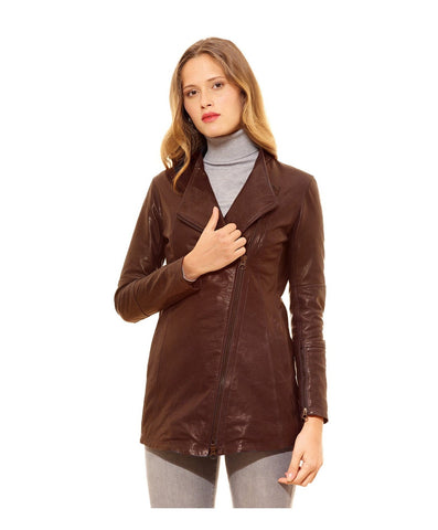 Women's & Girls 100% Genuine Soft Lambskin Leather New Design Motor Biker Cross Zip Jacket Slim Fit,Long Sleeves Beautiful Look