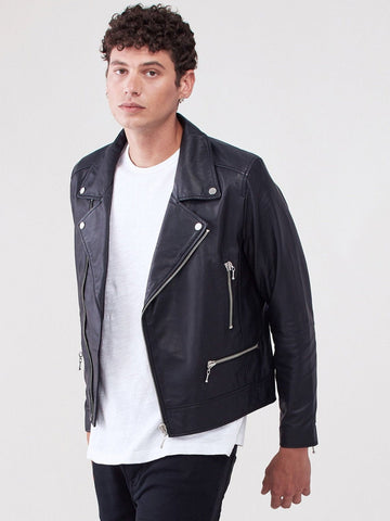 Men's & Boys 100% Real High Quality Lambskin Leather Motorcycle Biker Jacket Slim-fit, Long Sleeves