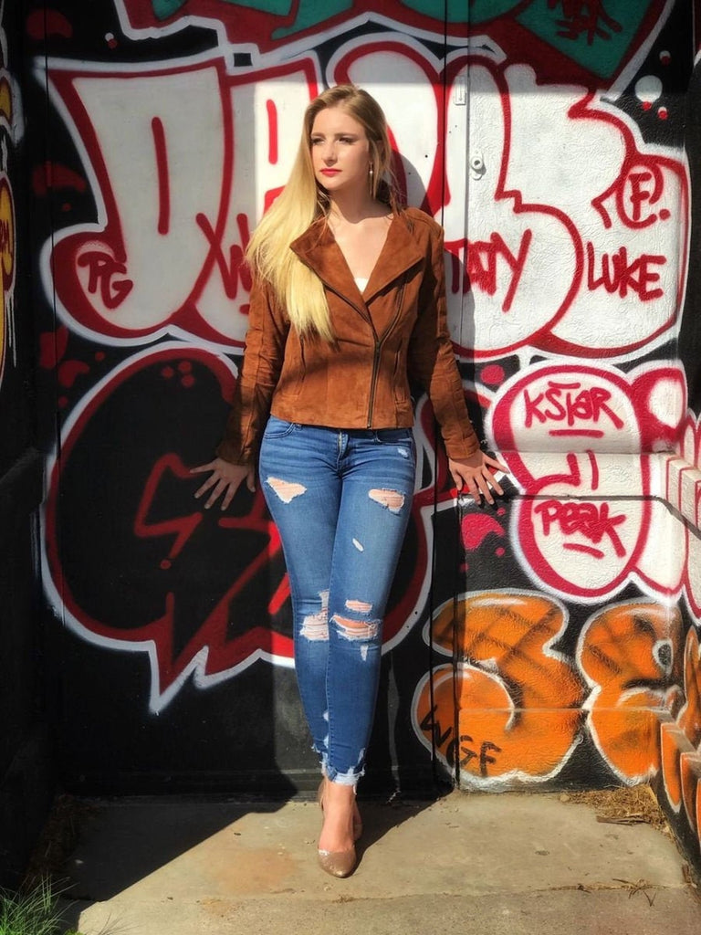 Suede Leather Jacket Women Suede Jacket Women Biker Jacket
