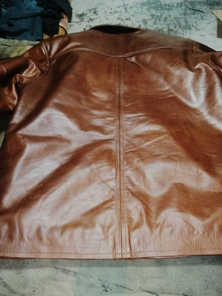 Genuine Leather Jacket Coat Brown Tan Button Up Men’s Leather Jacket