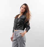 80s Black Leather Jacket / Crop Leather Jacket / Leather Top / Women Leather Jacket / Suede and Leather Top / Leather Blazer / Medium Jacket