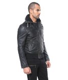 ROOK - Men's Bomber Jacket - Sheep Leather - Shearling Collar - Handcast Buckles - Designer Jan Hilmer