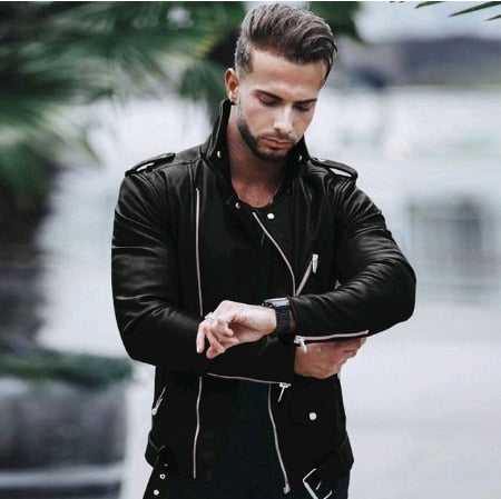 Men's Motorcycle PU Leather Jackets Men Leather Autumn Winter Slim Fit Jackets Male Business Fitness Casual Coats Plus Size 5XL